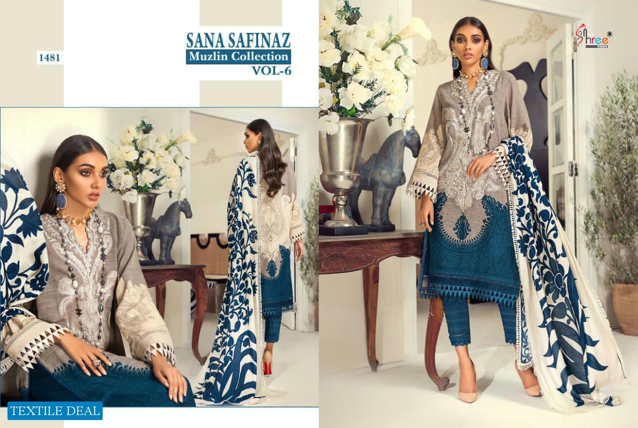 SHREE FAB SANA SAFINAZ MUZLIN COLLECTION VOL 6 JAM COTTON PRINT SALWAR KAMEEZ IN SURAT MARKET