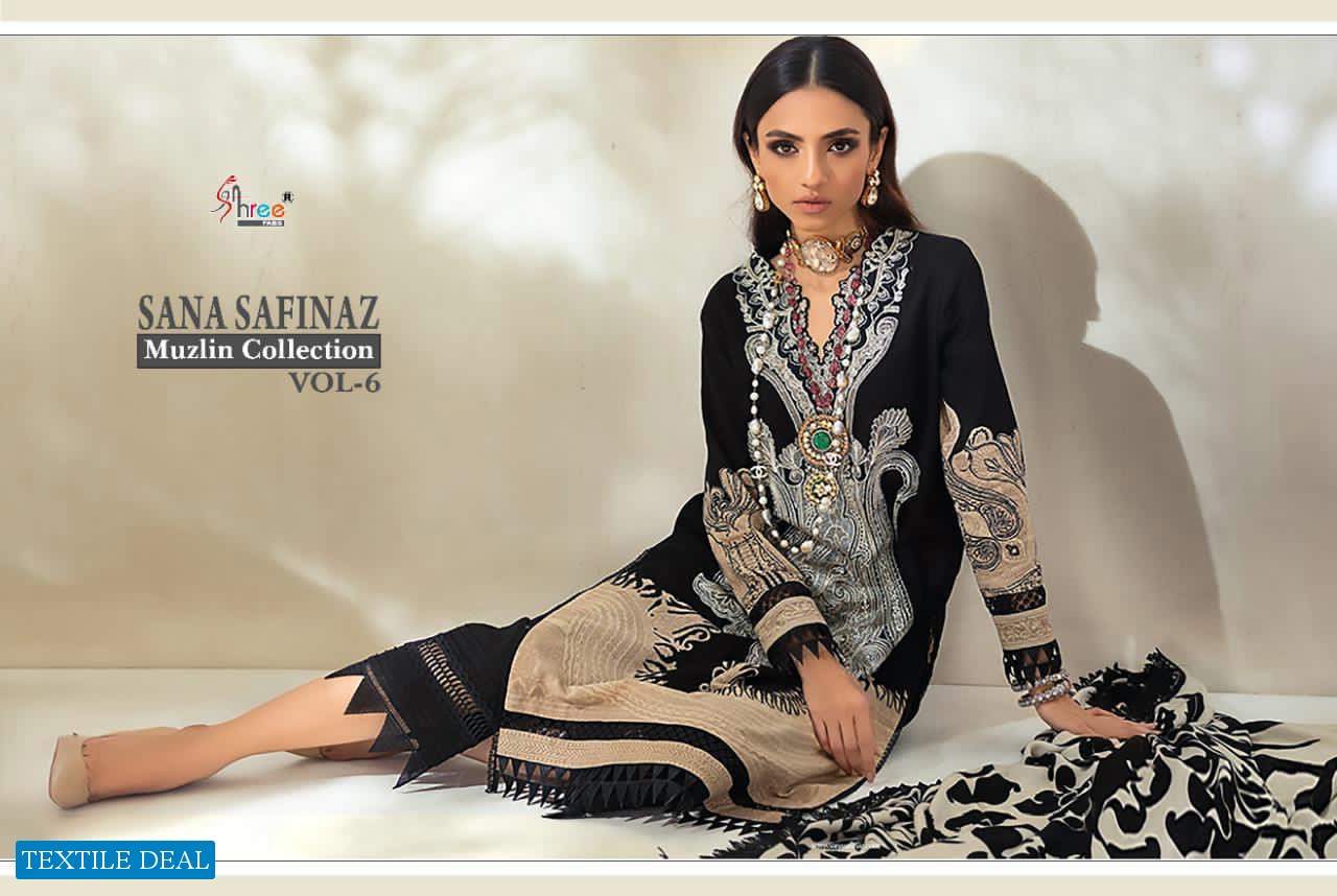 SHREE FAB SANA SAFINAZ MUZLIN COLLECTION VOL 6 JAM COTTON PRINT SALWAR KAMEEZ IN SURAT MARKET