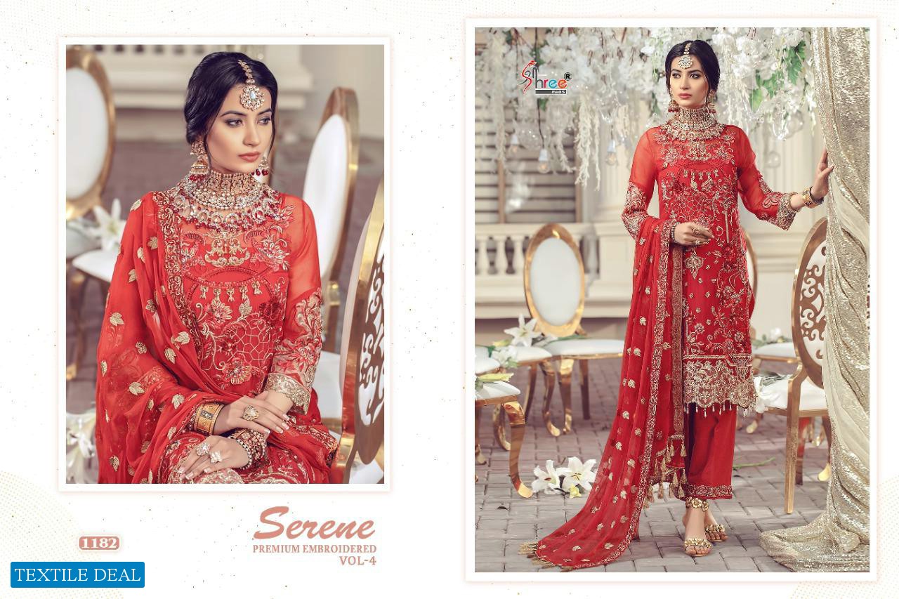 SHREE FAB SERENE PREMIUM EMBROIDERED VOL 4 GEORGETTE EMBROIDERY PAKISTANI SUITS CATALOG