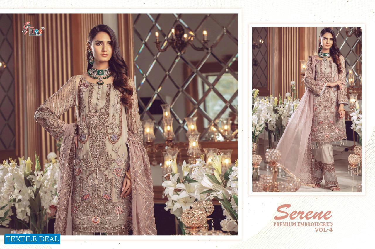 SHREE FAB SERENE PREMIUM EMBROIDERED VOL 4 GEORGETTE EMBROIDERY PAKISTANI SUITS CATALOG