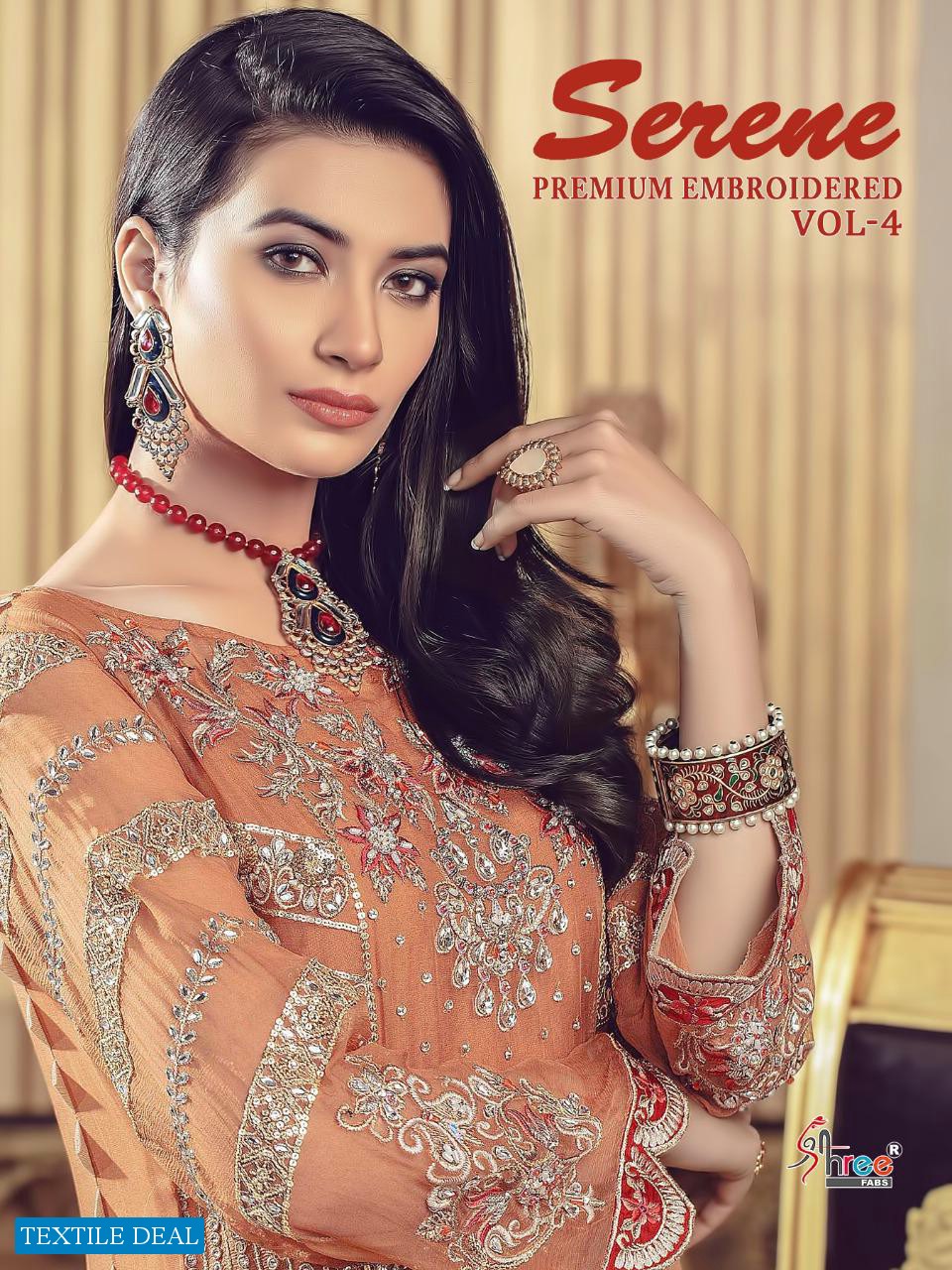 SHREE FAB SERENE PREMIUM EMBROIDERED VOL 4 GEORGETTE EMBROIDERY PAKISTANI SUITS CATALOG