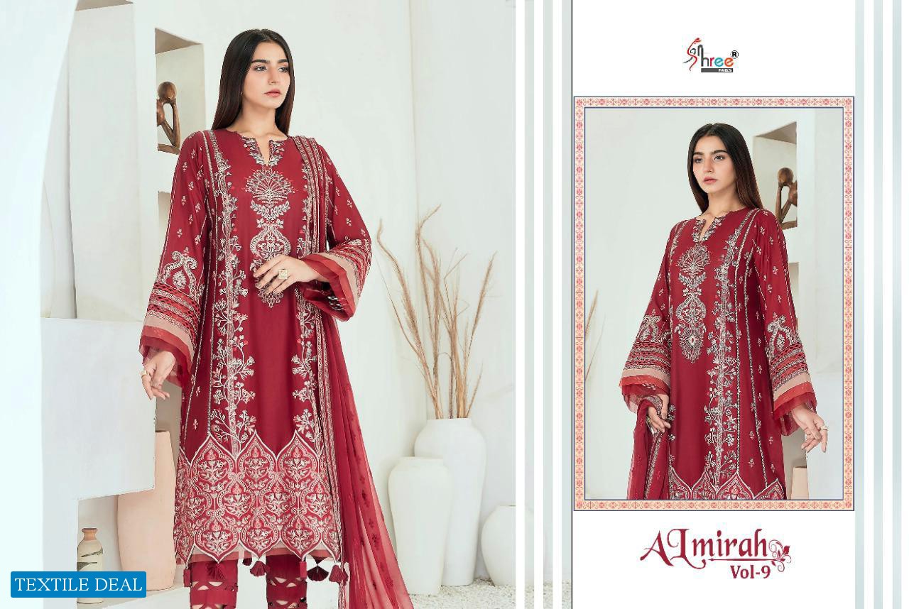 SHREE FABS ALMIRAH VOL 9 LAWN EMBROIDERY PAKISTANI FANCY DRESS MATERIALS