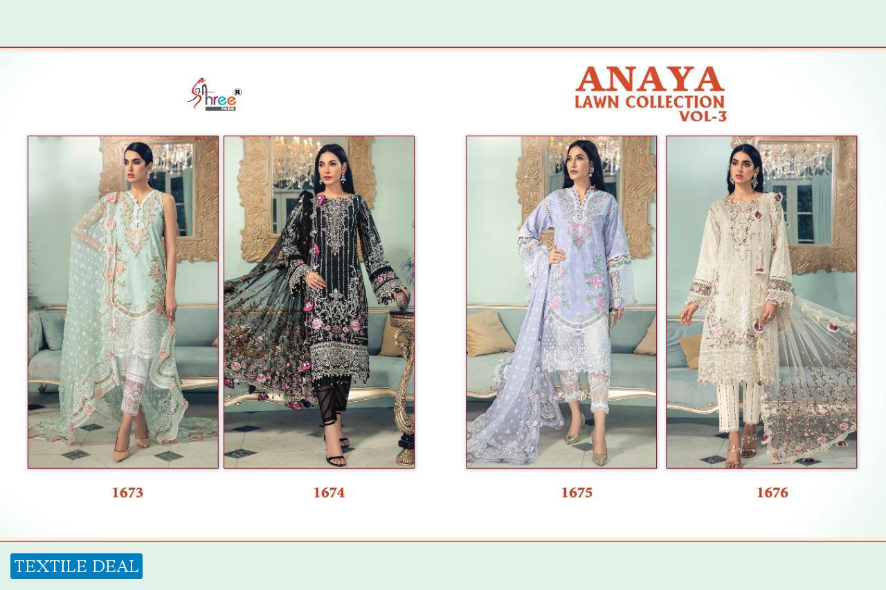 SHREE FABS ANAYA LAWN VOL 3 PAKISTANI EMBROIDERY LAWN SALWAR SUITS
