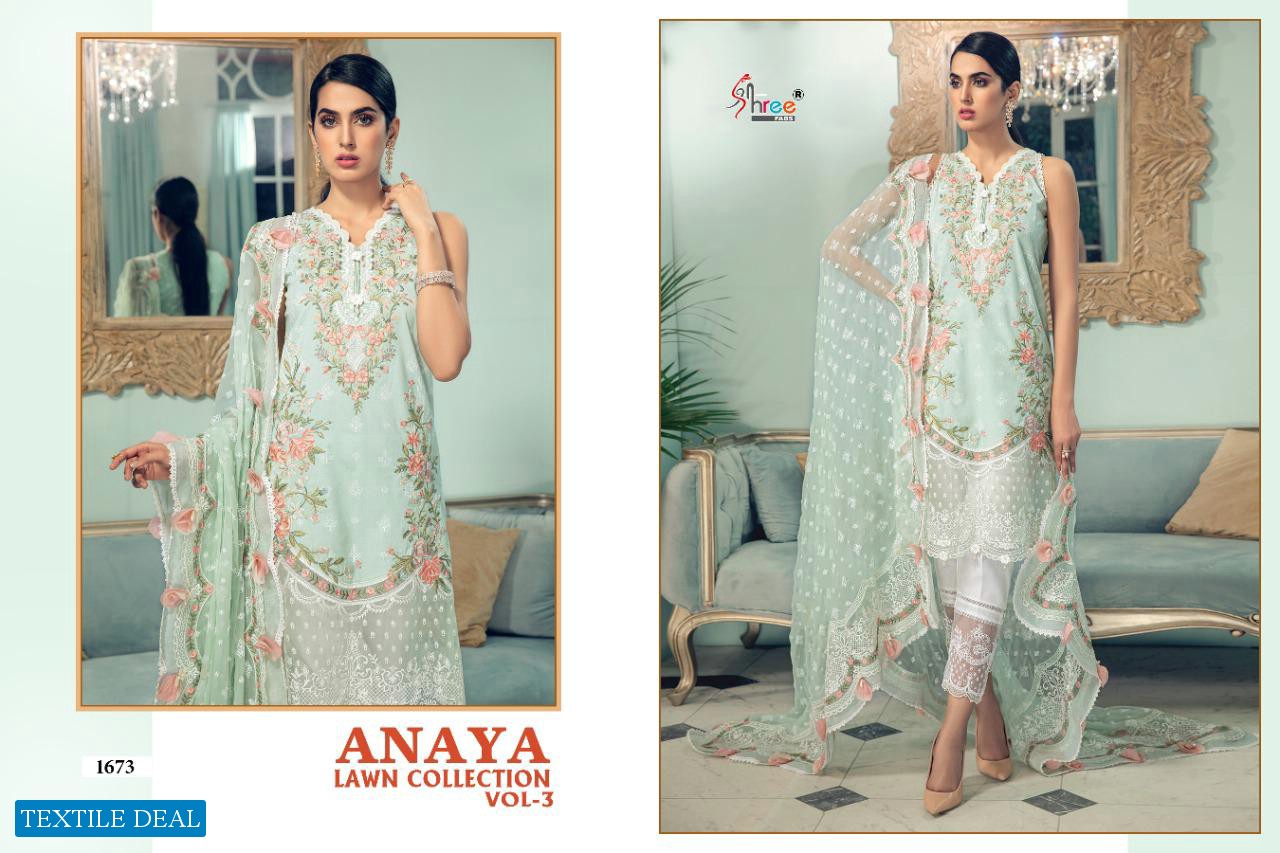 SHREE FABS ANAYA LAWN VOL 3 PAKISTANI EMBROIDERY LAWN SALWAR SUITS