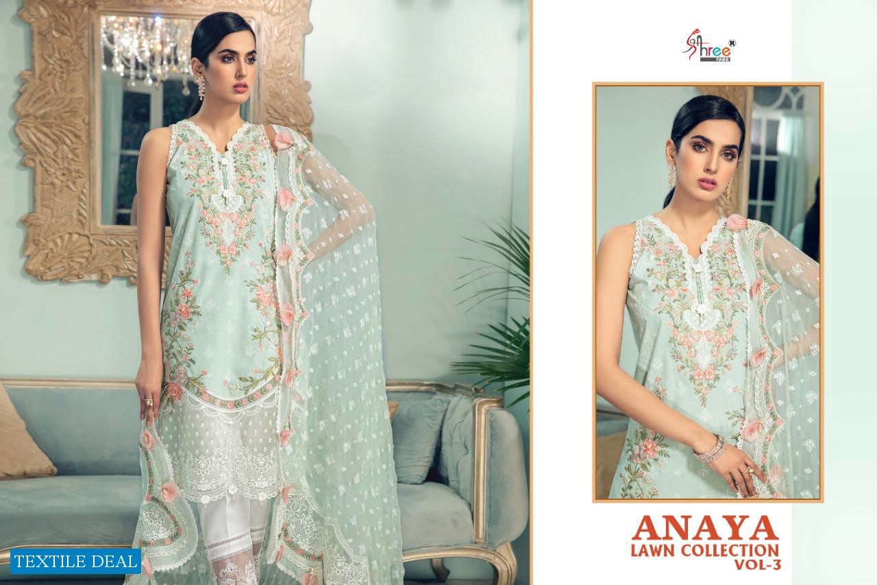 SHREE FABS ANAYA LAWN VOL 3 PAKISTANI EMBROIDERY LAWN SALWAR SUITS