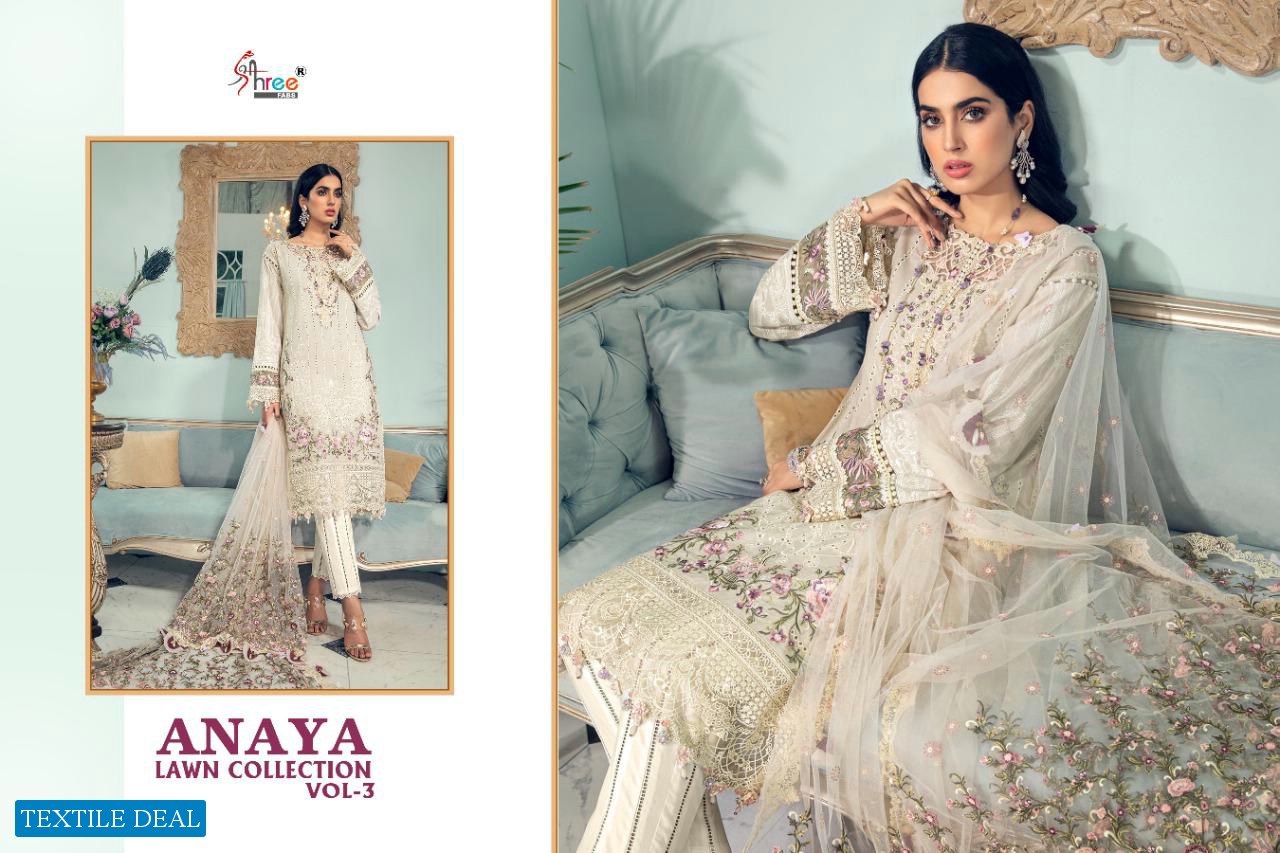SHREE FABS ANAYA LAWN VOL 3 PAKISTANI EMBROIDERY LAWN SALWAR SUITS