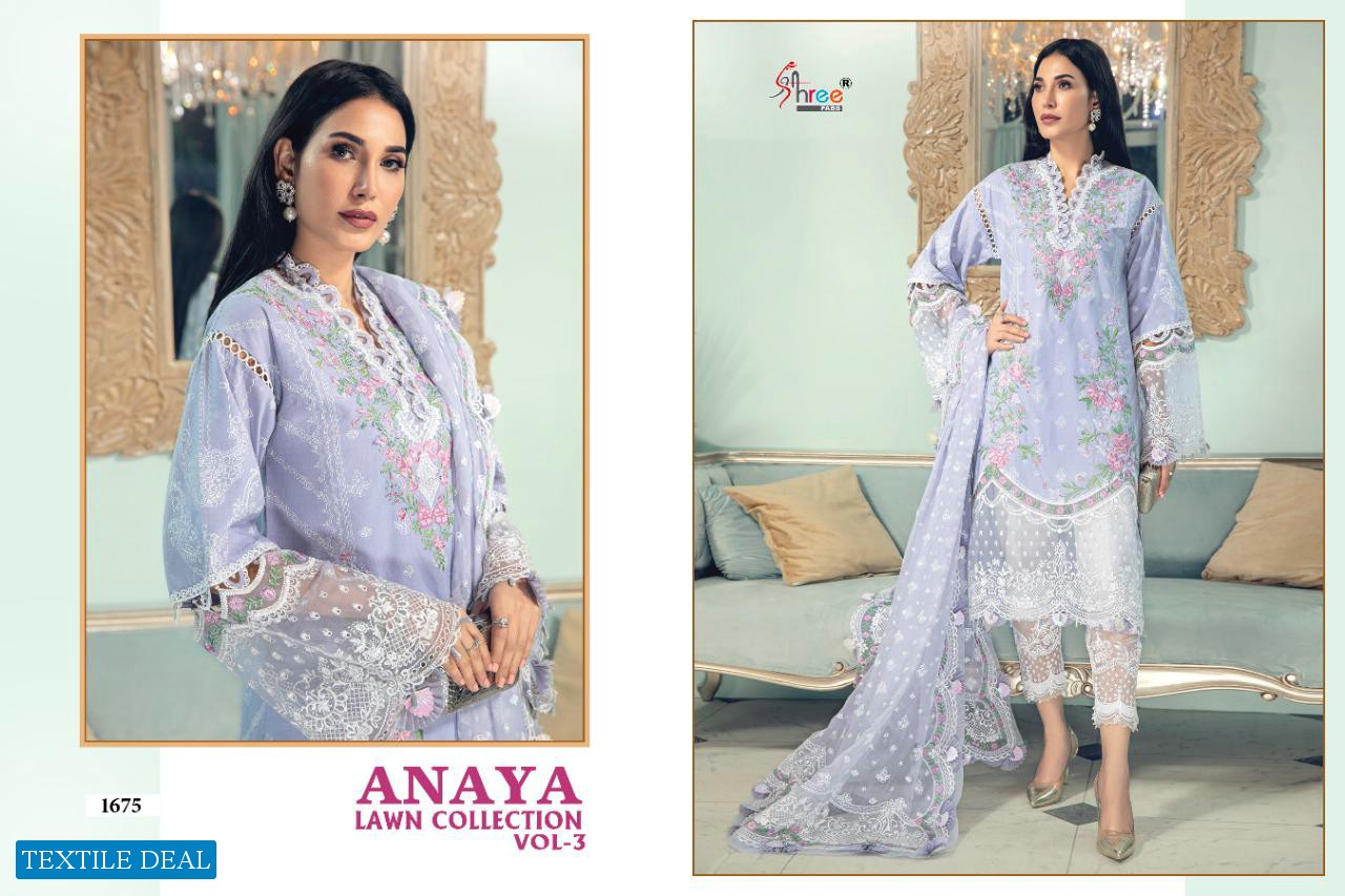 SHREE FABS ANAYA LAWN VOL 3 PAKISTANI EMBROIDERY LAWN SALWAR SUITS