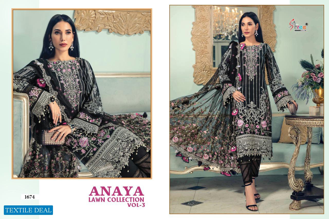 SHREE FABS ANAYA LAWN VOL 3 PAKISTANI EMBROIDERY LAWN SALWAR SUITS