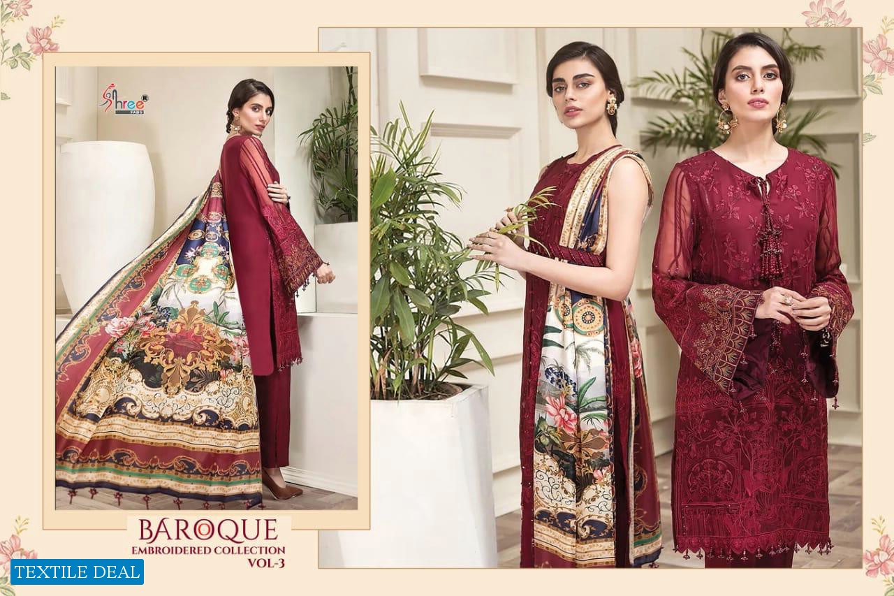 SHREE FABS BAROQUE EMBROIDERED COLLECTION VOL 3 GEORGETTE PAKISTANI SUITS