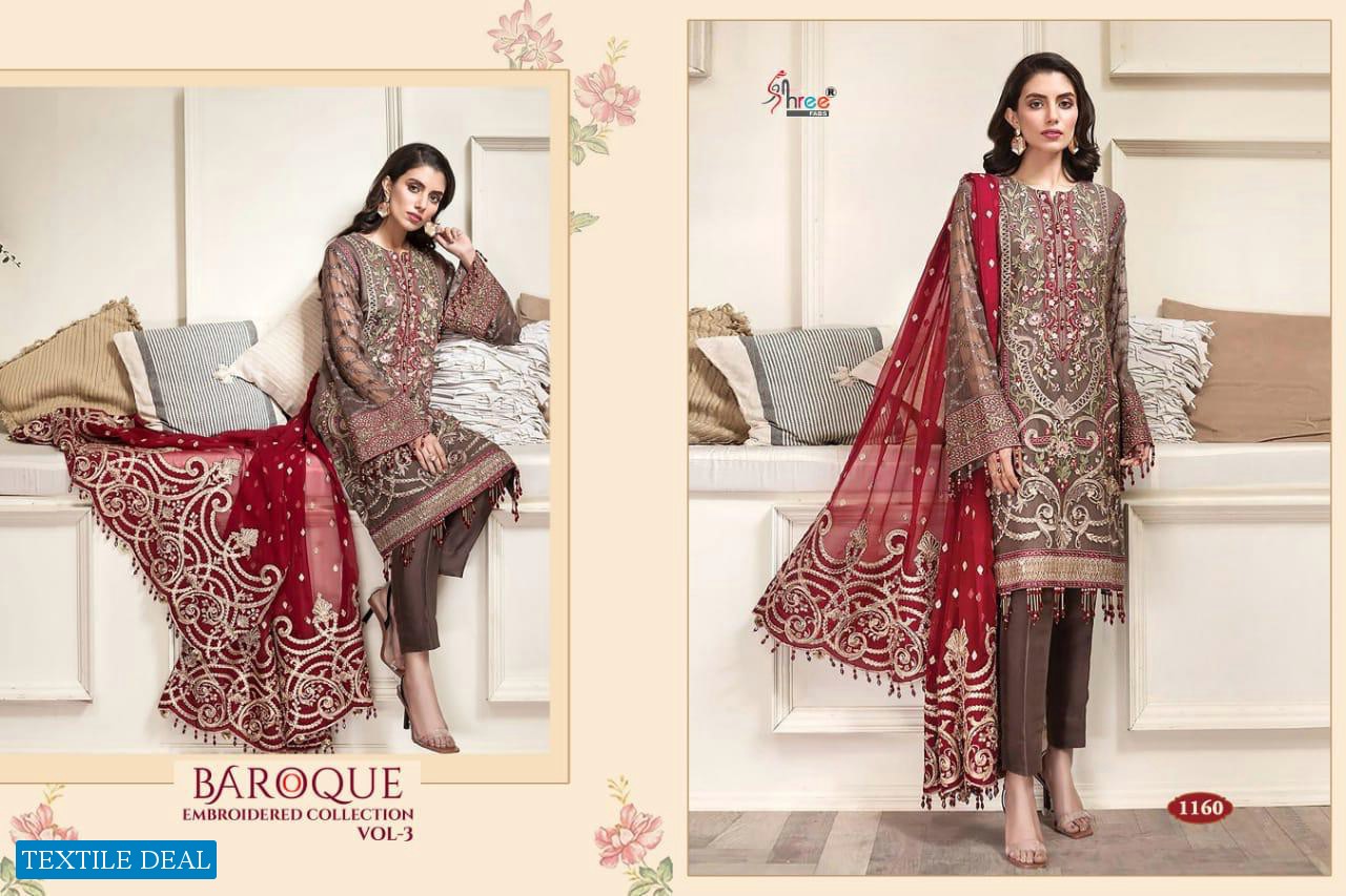 SHREE FABS BAROQUE EMBROIDERED COLLECTION VOL 3 GEORGETTE PAKISTANI SUITS