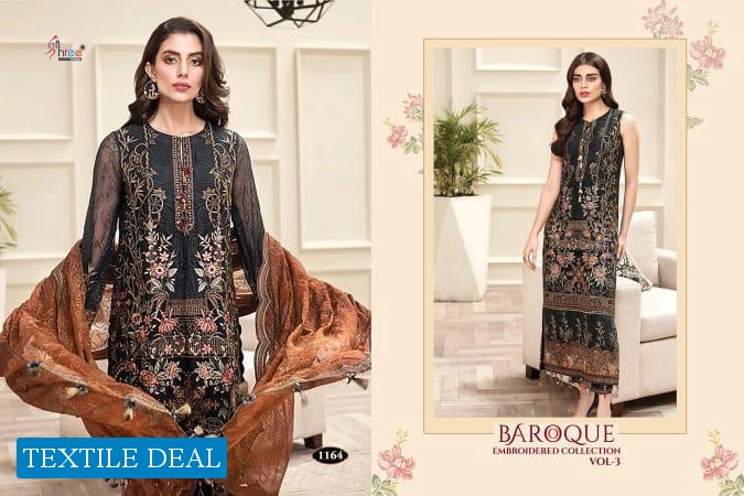 SHREE FABS BAROQUE EMBROIDERED COLLECTION VOL 3 GEORGETTE PAKISTANI SUITS