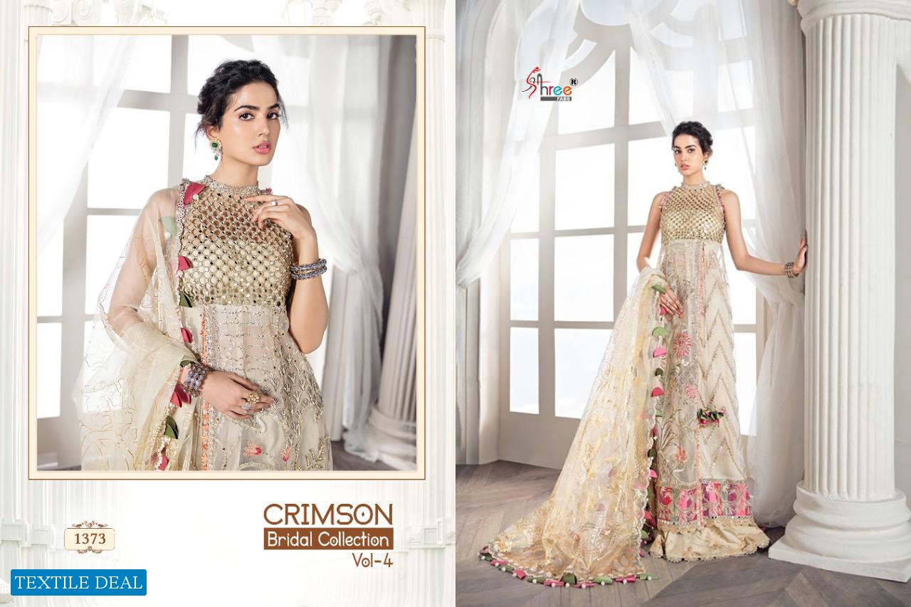 SHREE FABS CRIMSON BRIDAL COLLECION VOL 4 HEAVY NET EMBROIDERY PAKISTANI SUITS
