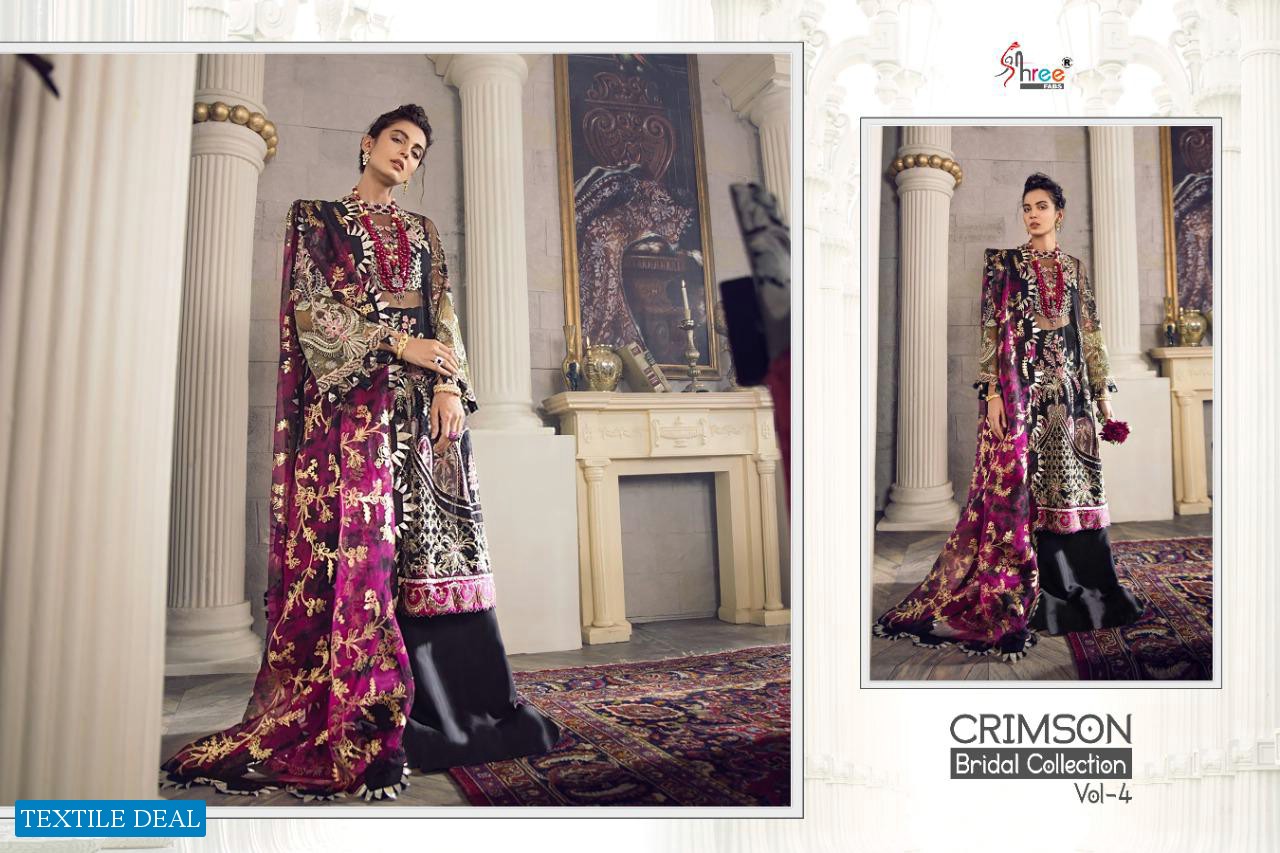 SHREE FABS CRIMSON BRIDAL COLLECION VOL 4 HEAVY NET EMBROIDERY PAKISTANI SUITS