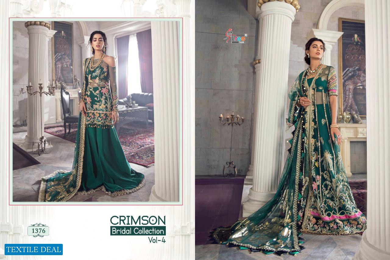 SHREE FABS CRIMSON BRIDAL COLLECION VOL 4 HEAVY NET EMBROIDERY PAKISTANI SUITS