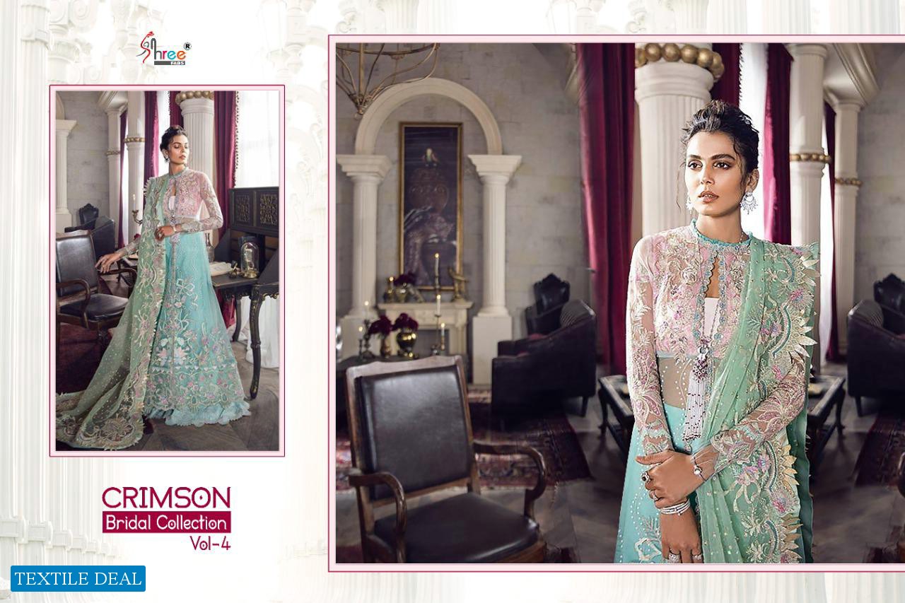 SHREE FABS CRIMSON BRIDAL COLLECION VOL 4 HEAVY NET EMBROIDERY PAKISTANI SUITS