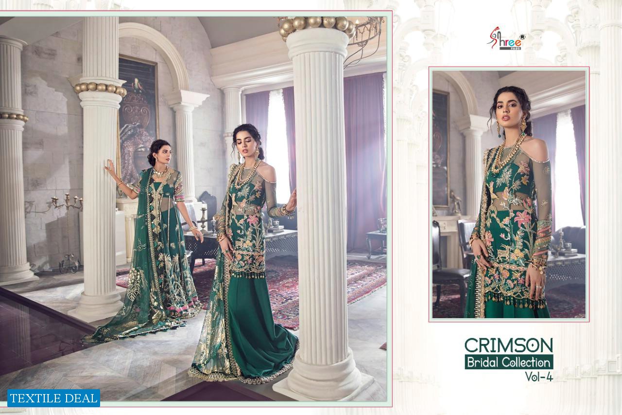 SHREE FABS CRIMSON BRIDAL COLLECION VOL 4 HEAVY NET EMBROIDERY PAKISTANI SUITS