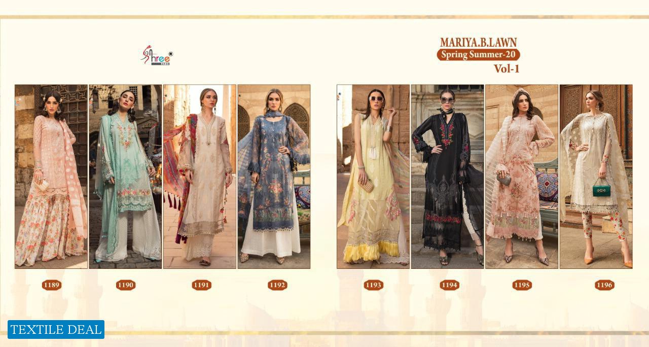 SHREE FABS MARIYA B LAWN SPRING SUMMER 20 VOL 1 COTTON PAKISTANI DRESS MATERIALS