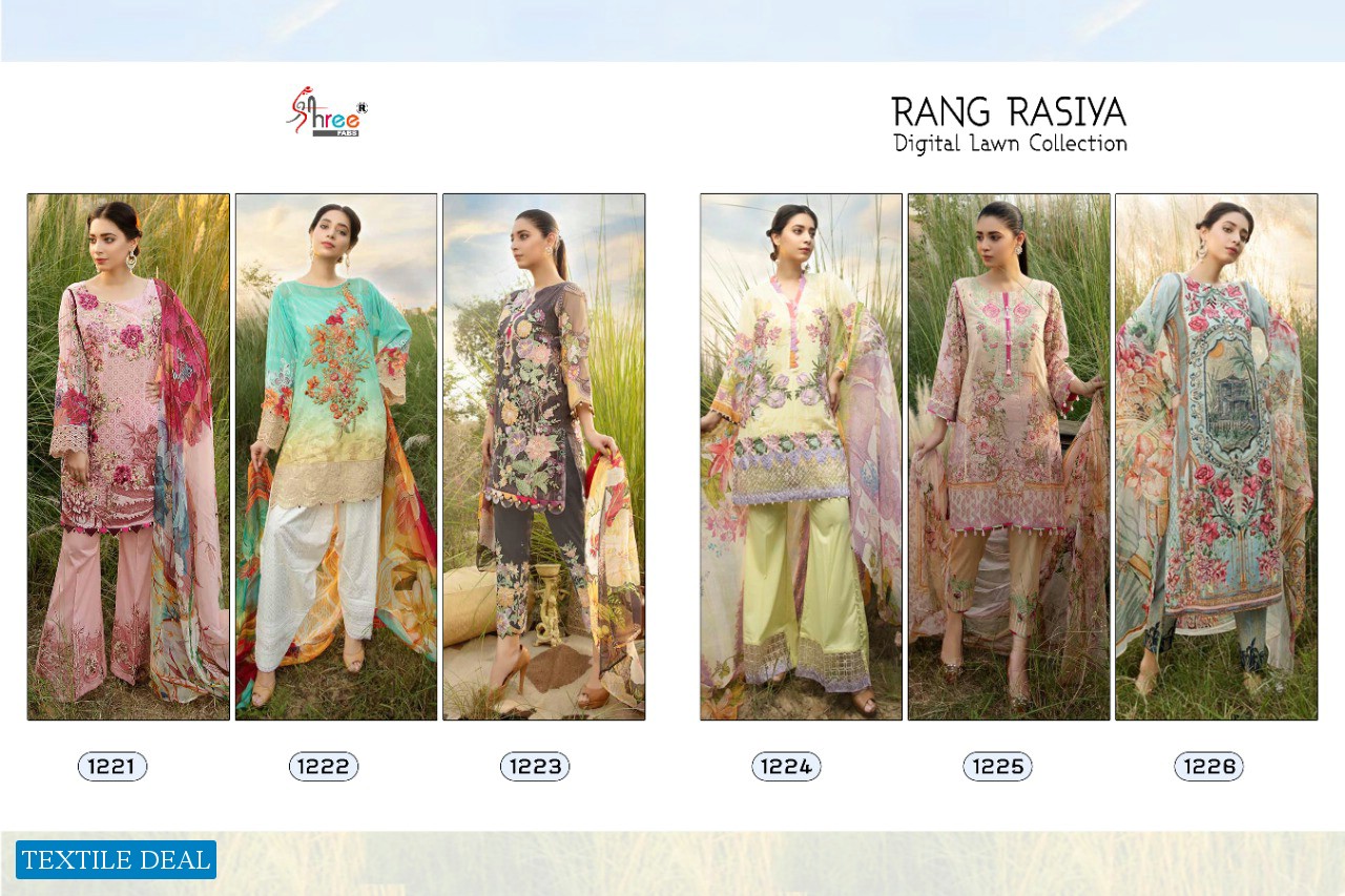 SHREE FABS RANGRASIYA DIGITAL LAWN COLLECTION HEAVY JAM PAKISTANI SUITS