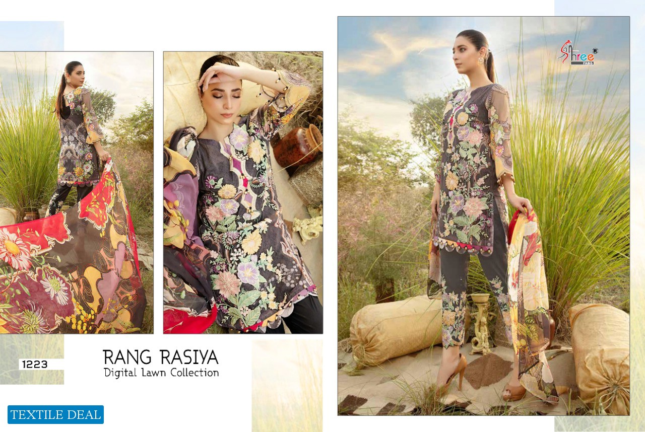 SHREE FABS RANGRASIYA DIGITAL LAWN COLLECTION HEAVY JAM PAKISTANI SUITS