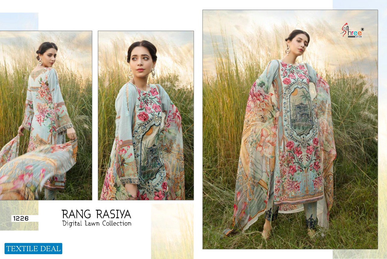 SHREE FABS RANGRASIYA DIGITAL LAWN COLLECTION HEAVY JAM PAKISTANI SUITS