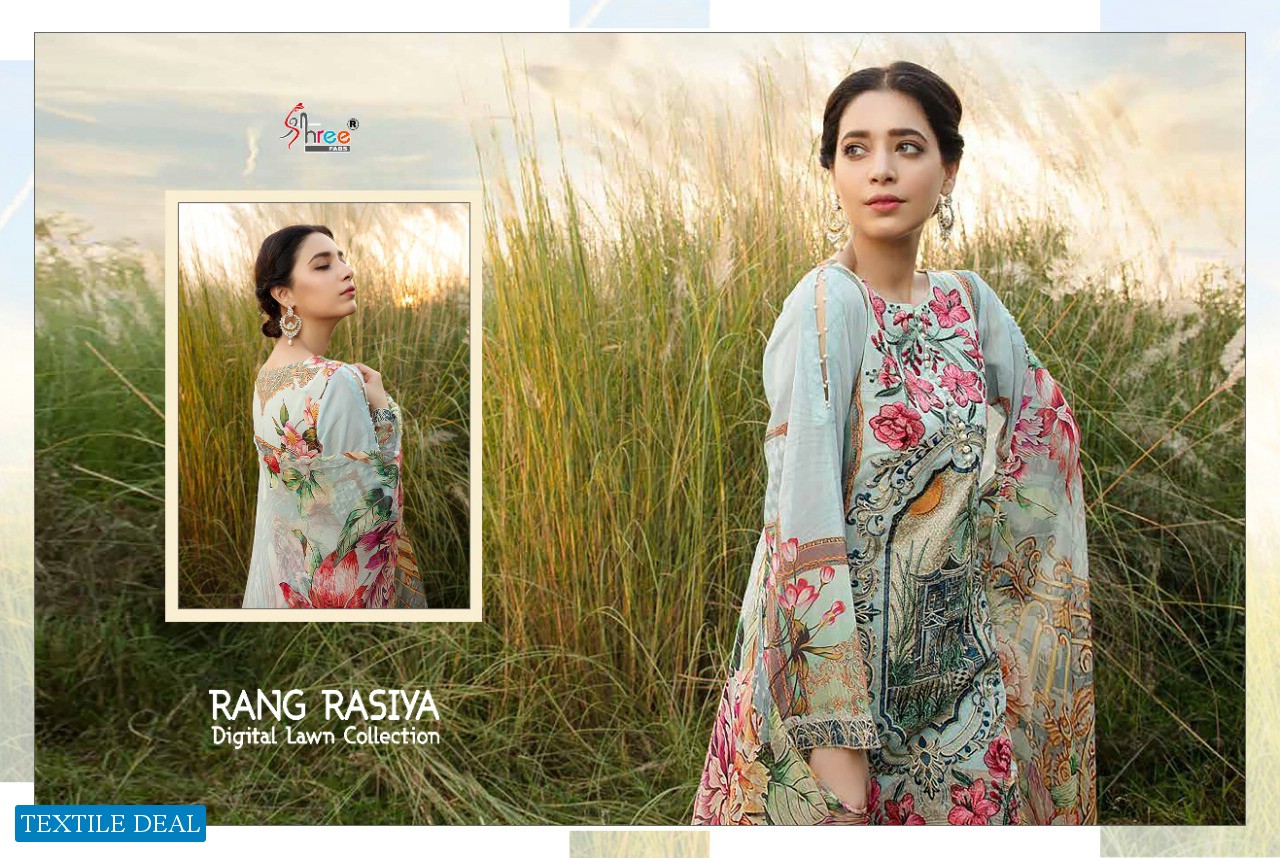 SHREE FABS RANGRASIYA DIGITAL LAWN COLLECTION HEAVY JAM PAKISTANI SUITS