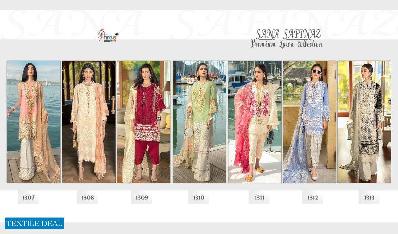 SHREE FABS SANA SAFINAZ PREMIUM LAWN COLLECTION COTTON PAKISTANI SUITS WHOLESALER