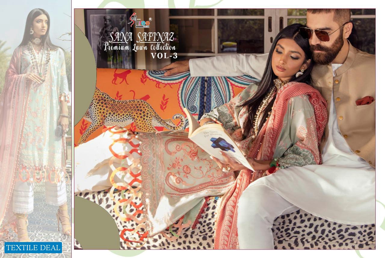 SHREE FABS SANA SAFINAZ PREMIUM LAWN VOL 3 PAKISTANI DRESSES WHOLESALER