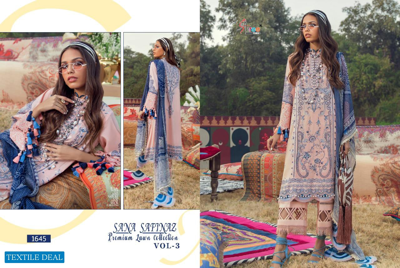 SHREE FABS SANA SAFINAZ PREMIUM LAWN VOL 3 PAKISTANI DRESSES WHOLESALER