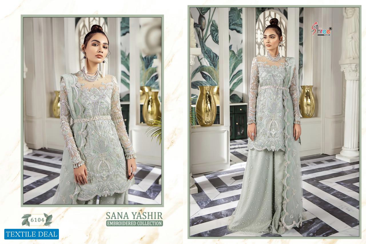 SHREE FABS SANA YASHIR NET AND GEORGETTE EMBROIDERY PAKISTANI DRESS MATERIALS