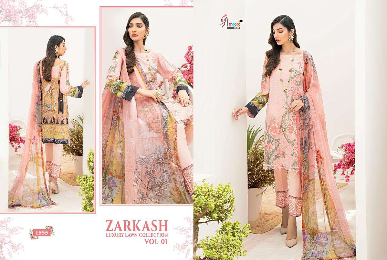 SHREE FABS ZARKASH LUXURY LAWN COTTON PAKISTANI SUMMER DRESS MATERIALS