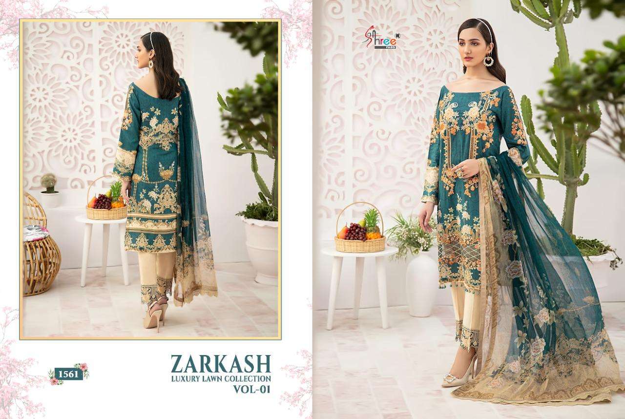 SHREE FABS ZARKASH LUXURY LAWN COTTON PAKISTANI SUMMER DRESS MATERIALS