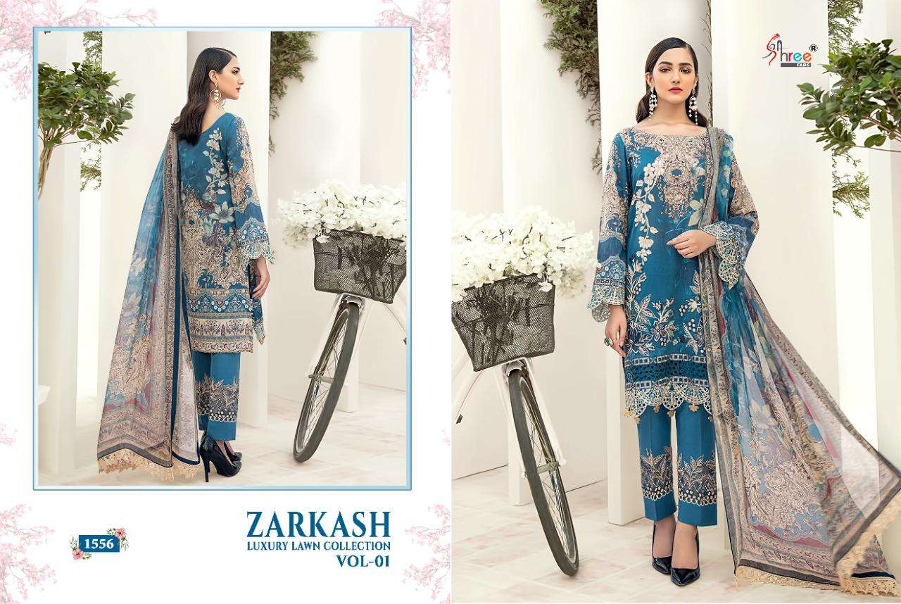 SHREE FABS ZARKASH LUXURY LAWN COTTON PAKISTANI SUMMER DRESS MATERIALS