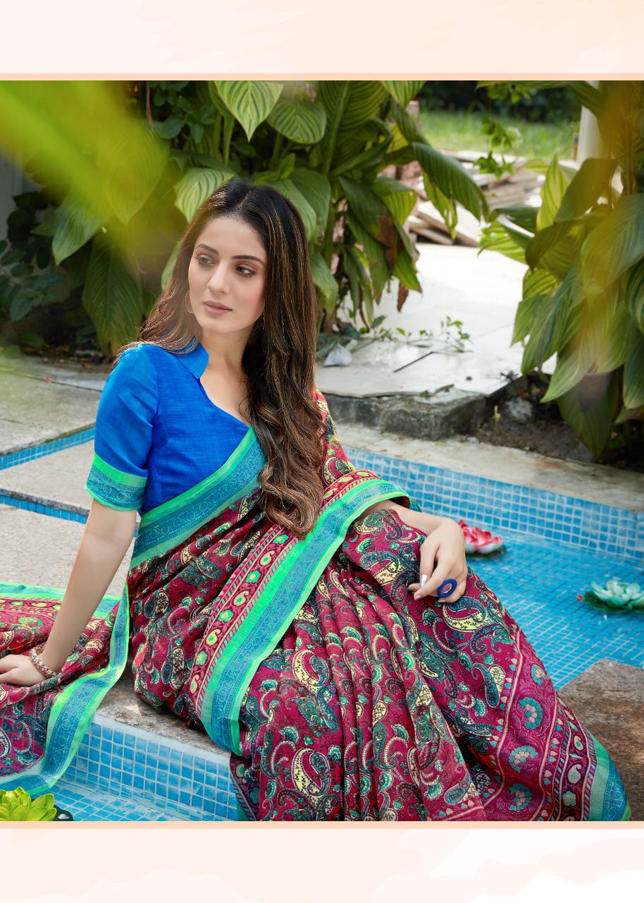 SHREYANS FASHION GHANDHRVA SILK PART 2 LINE SILVER BORDER CASUAL WEAR SAREE