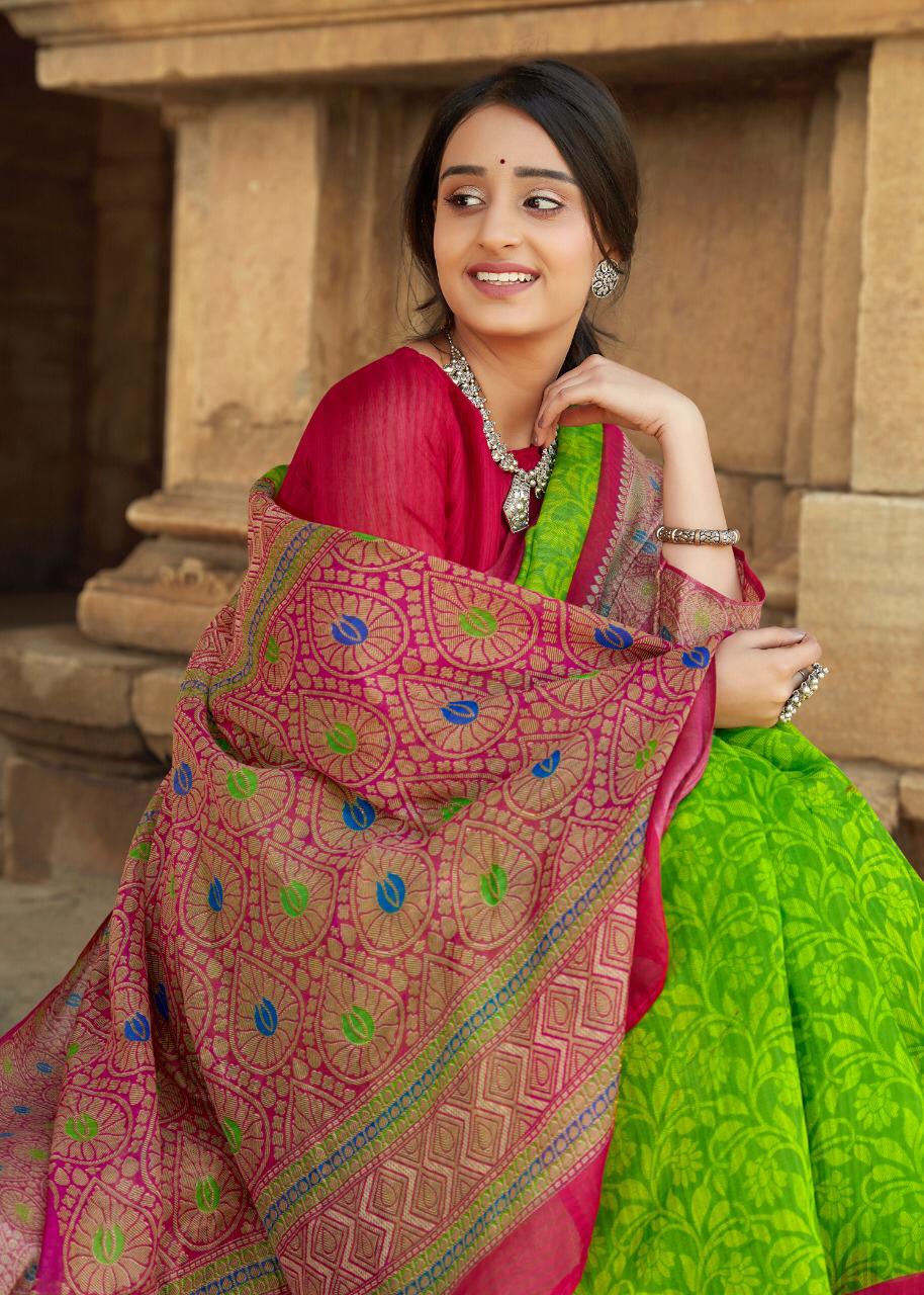 SHREYANS FASHION LAUNCH MUHURTAM PATTU CASUAL WEAR COTTON BASE SAREE CATALOGS SELLER