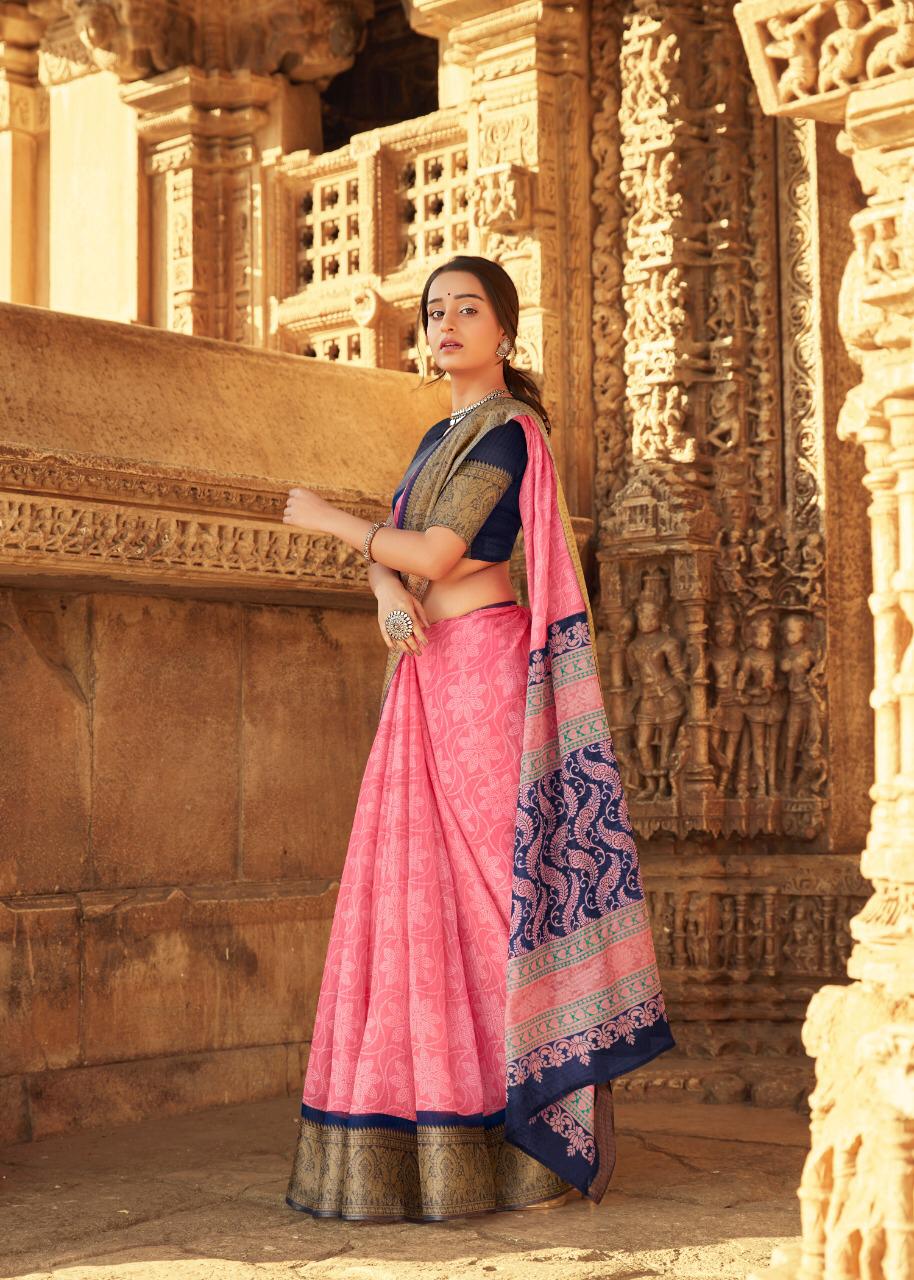 SHREYANS FASHION LAUNCH MUHURTAM PATTU CASUAL WEAR COTTON BASE SAREE CATALOGS SELLER