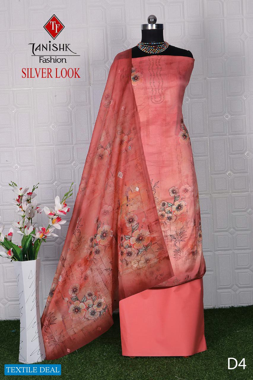 SILVER LOOK BY TANISHK DESIGNER JAM FANCY DRESS MATERIALS