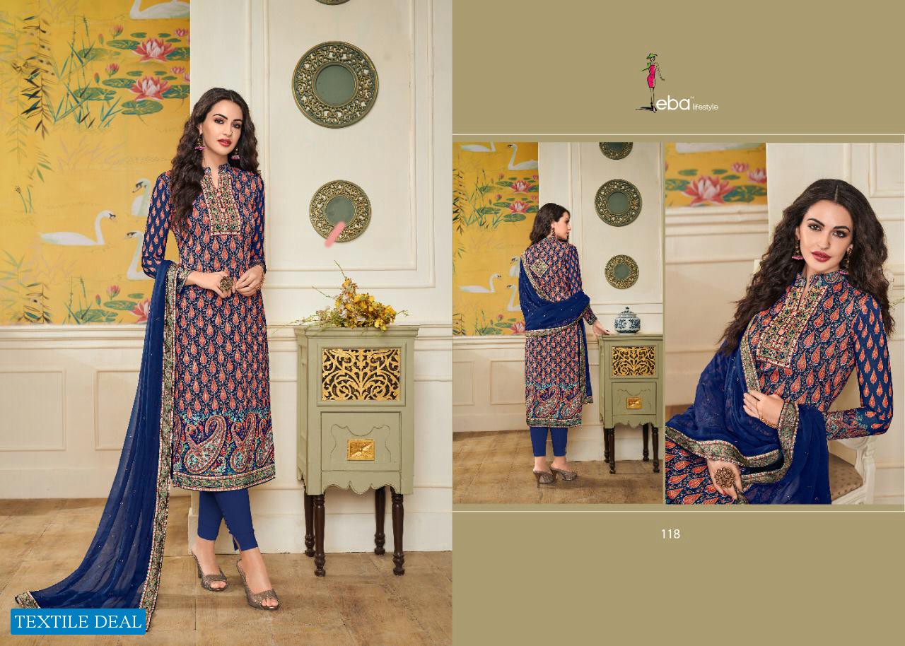 SIMRAN VOL 2 OF EBA LIFESTYLE CHINON DIGITAL PRINT WITH HANDWORK SALWAR KAMEEZ