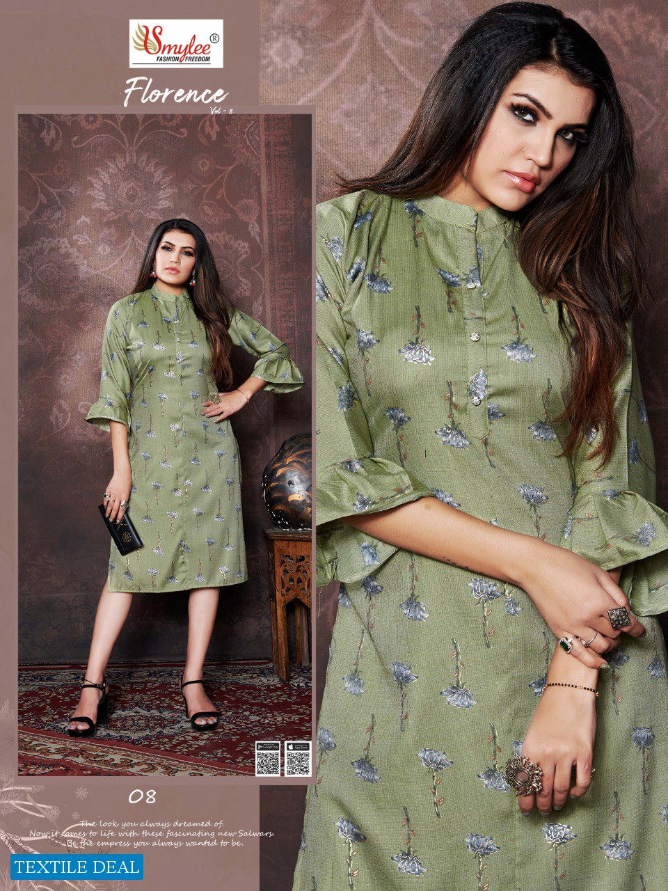 SMYLEE FLORENCE VOL 3 RIYON CLASSIC TRNDY LOOK KURTI CATALOG
