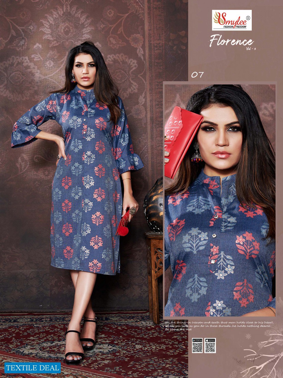 SMYLEE FLORENCE VOL 3 RIYON CLASSIC TRNDY LOOK KURTI CATALOG