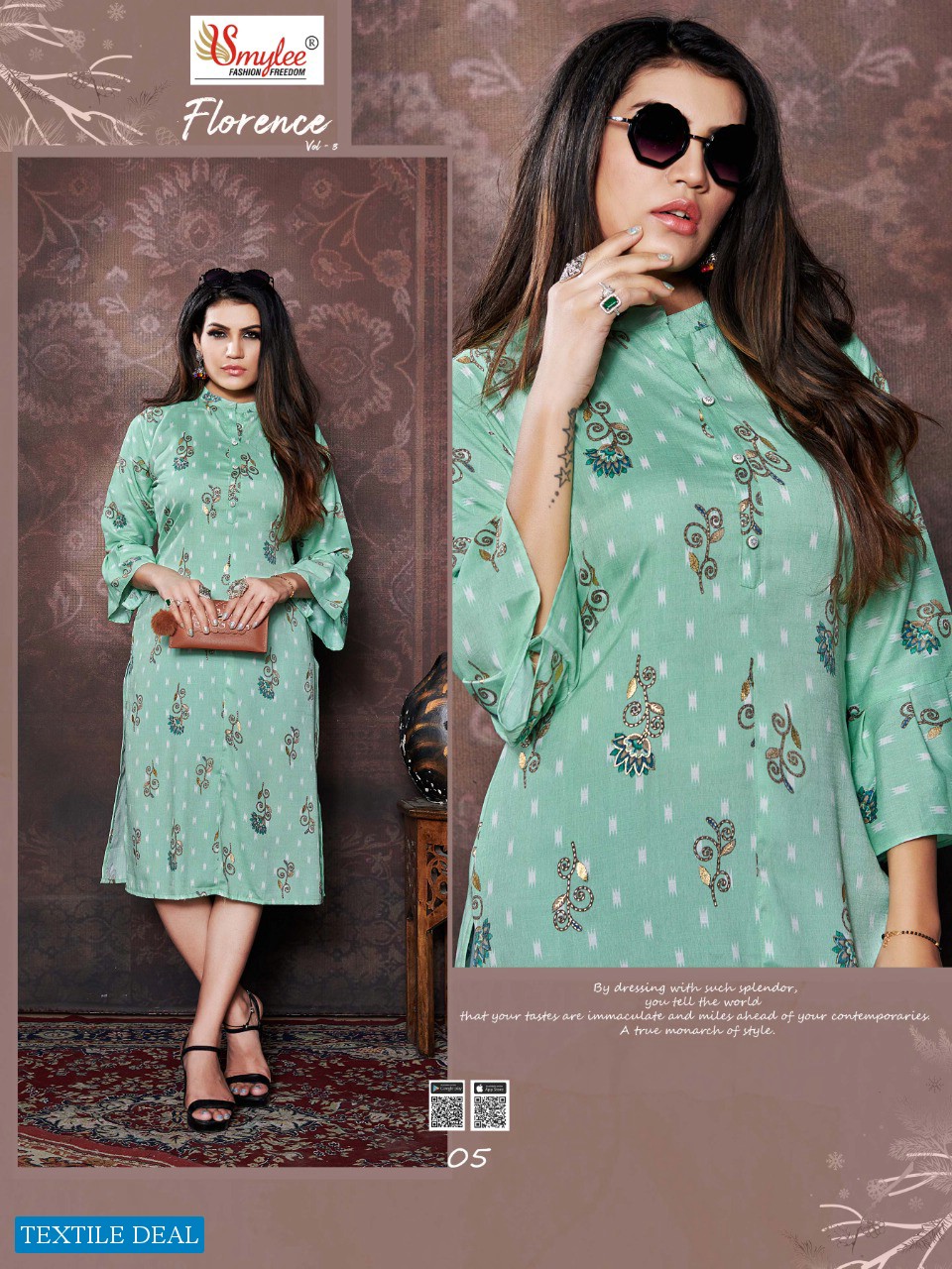 SMYLEE FLORENCE VOL 3 RIYON CLASSIC TRNDY LOOK KURTI CATALOG