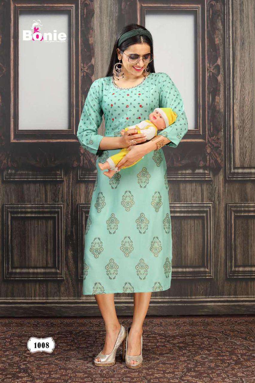 SNEH BY BONIE HEAVY RAYON FEEDING KURTI TOP CATALOG COLLECTION