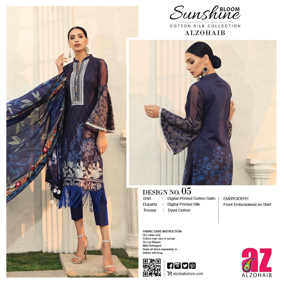 SUNSHINE BLOOM COTTON SILK EMBROIDERED LAWN COLLECTION BY AL ZOHAIB TEXTILES