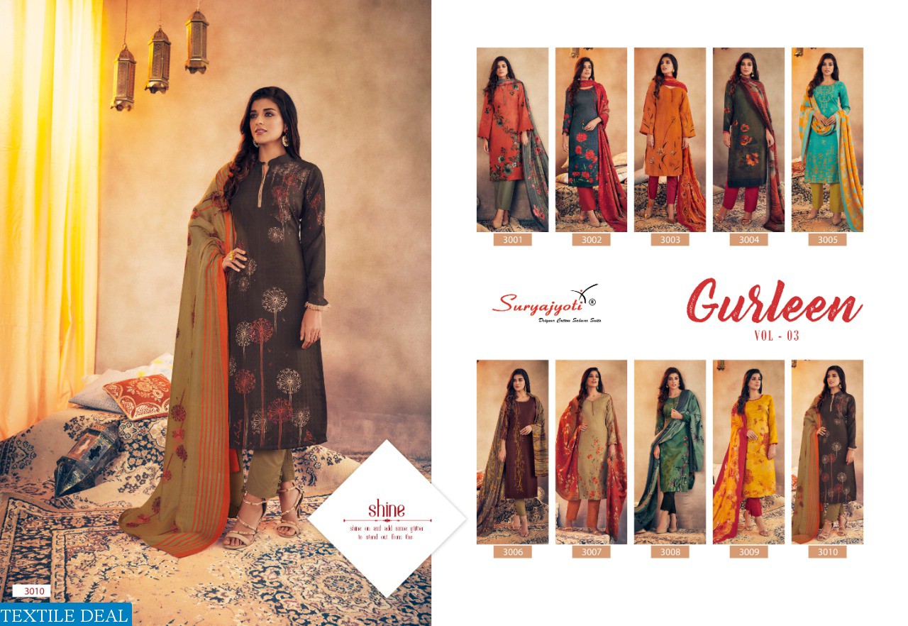 SURYAJYOTI GURLEEN VOL 3 PASHMINA DRESS MATERIALS WINTER WEAR COLLECTION