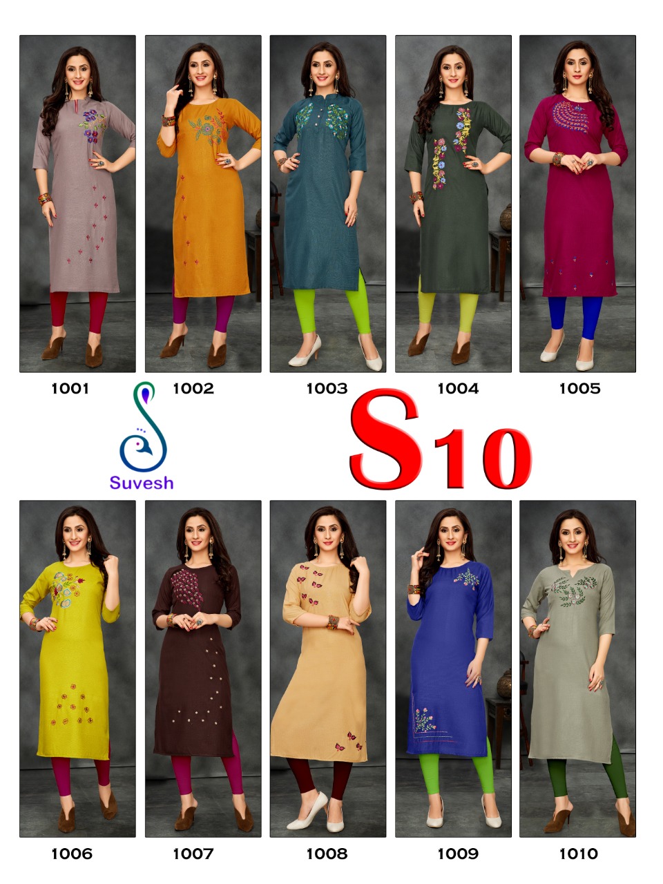 SUVESH PRESENT S10 COTTON EMBROIDERY FORMAL WEAR KURTI COLLECTION