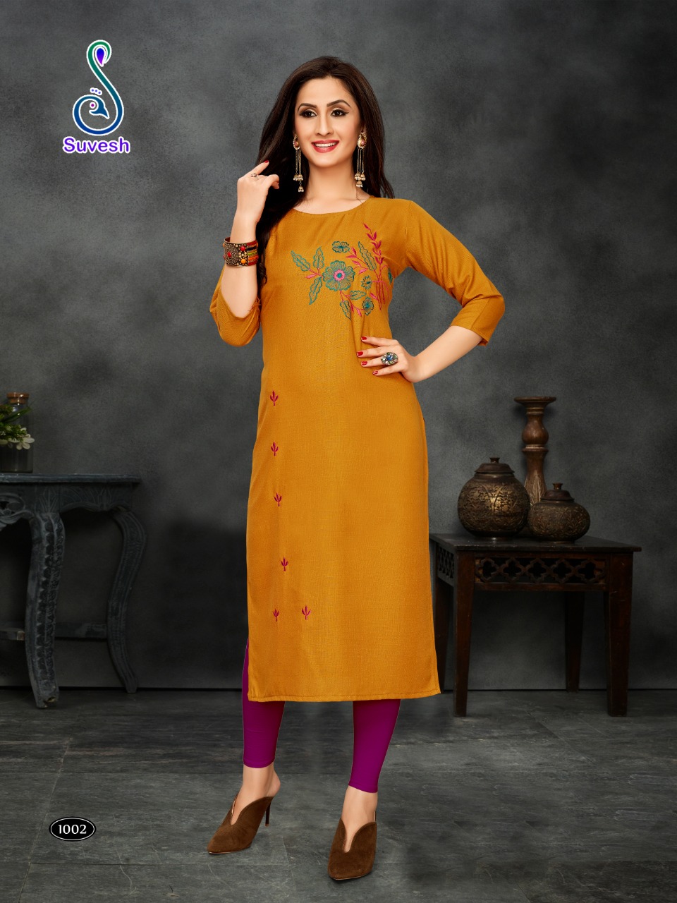 SUVESH PRESENT S10 COTTON EMBROIDERY FORMAL WEAR KURTI COLLECTION