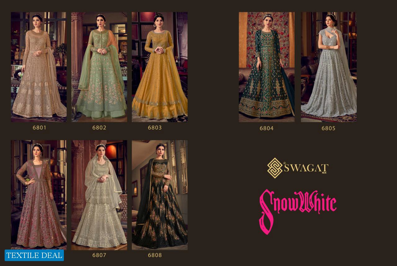 SWAGAT SNOW WHITE 6801-6808 SERIES WEDDING BRIDAL LONG SALWAR KAMEEZ