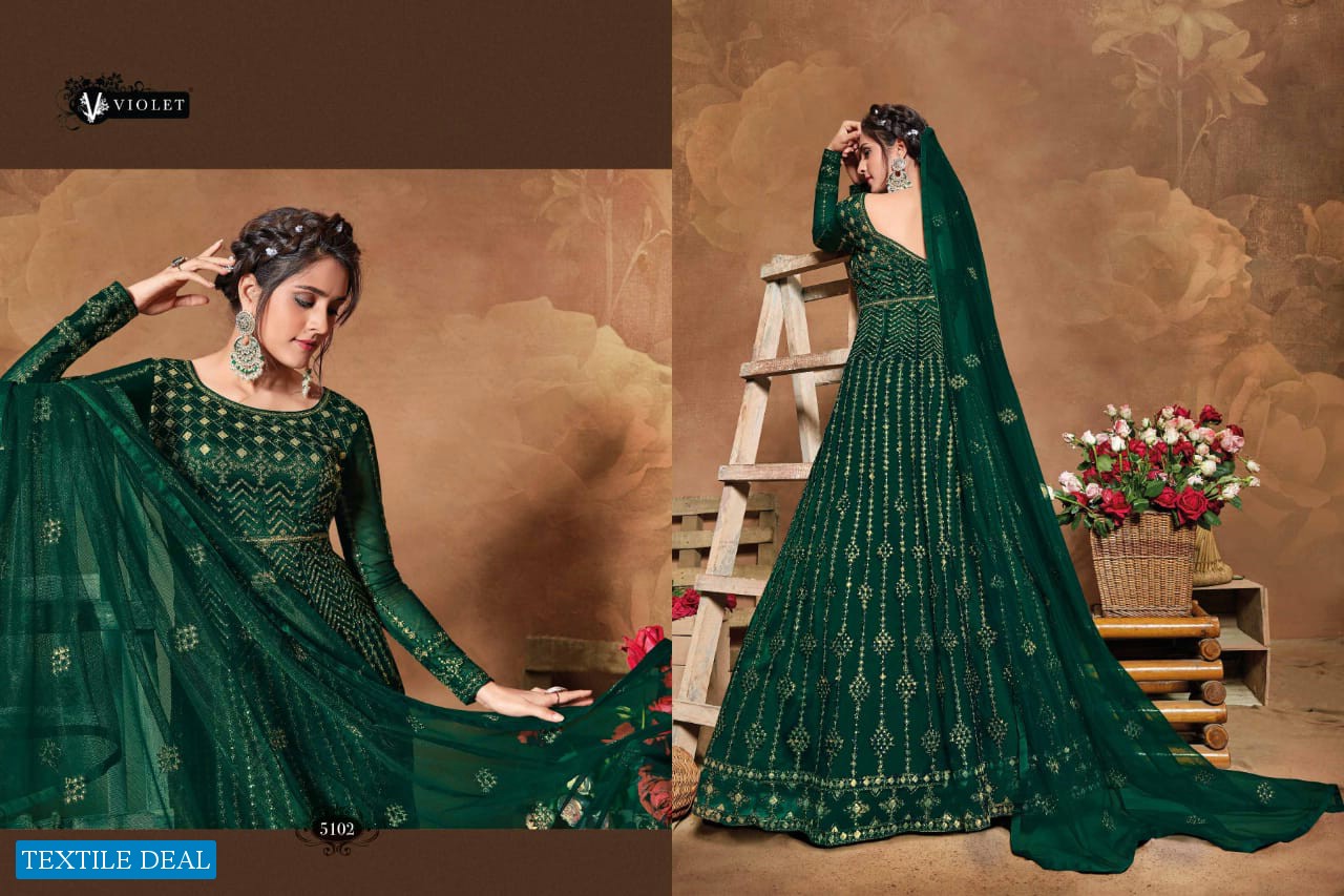 SWAGAT VIOLET 5101-5109 SERIES BUTTERFLY NET INDIAN LONG DRESSES