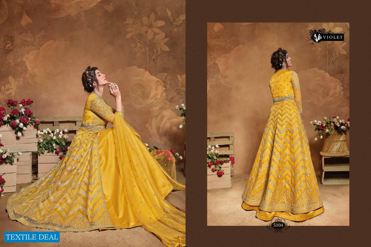 SWAGAT VIOLET 5101-5109 SERIES BUTTERFLY NET INDIAN LONG DRESSES