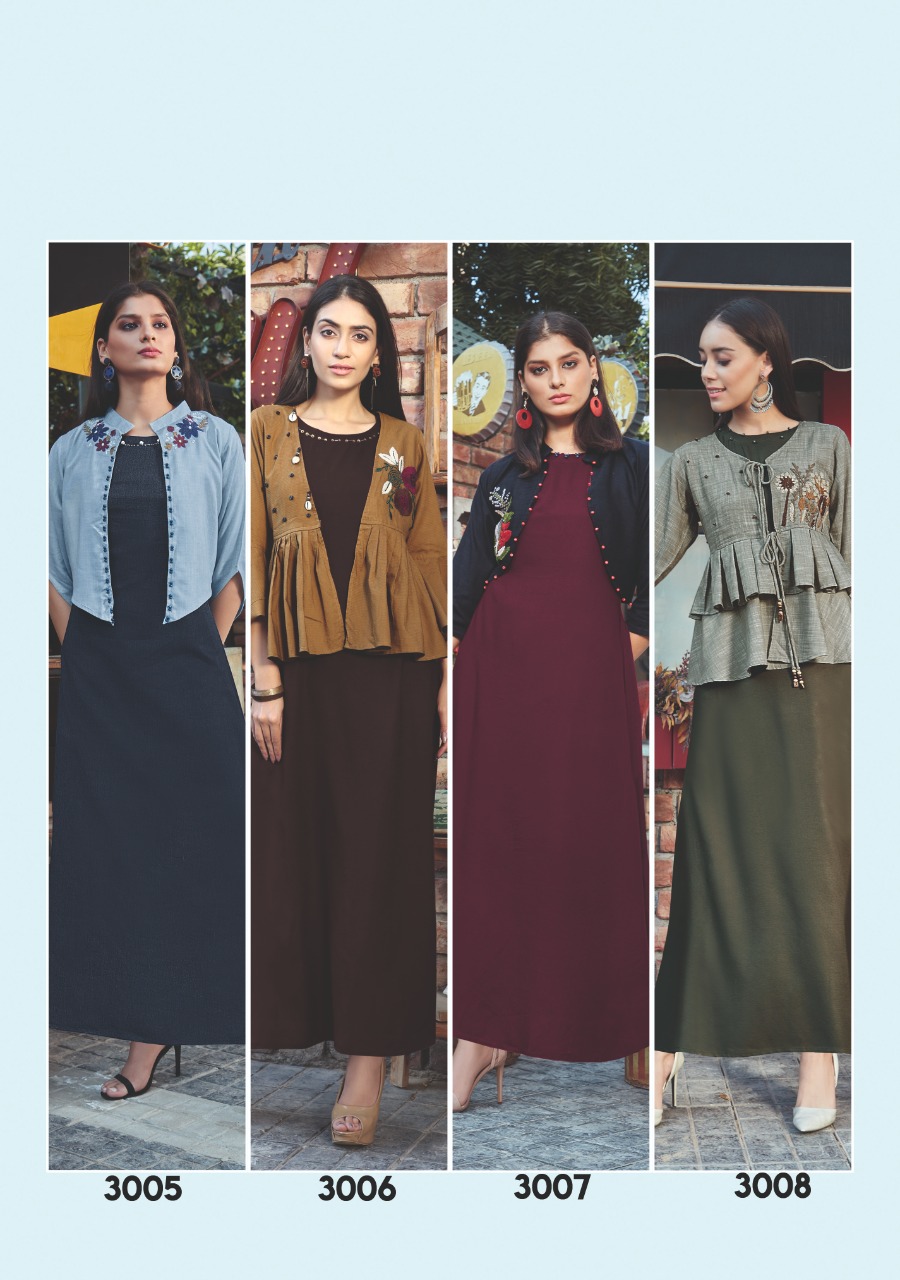 SWEETY FASHION ITALIYAN VOL 3 RAYON BASE LONG JACKET STYLE LADIES KURTI COLLECTION