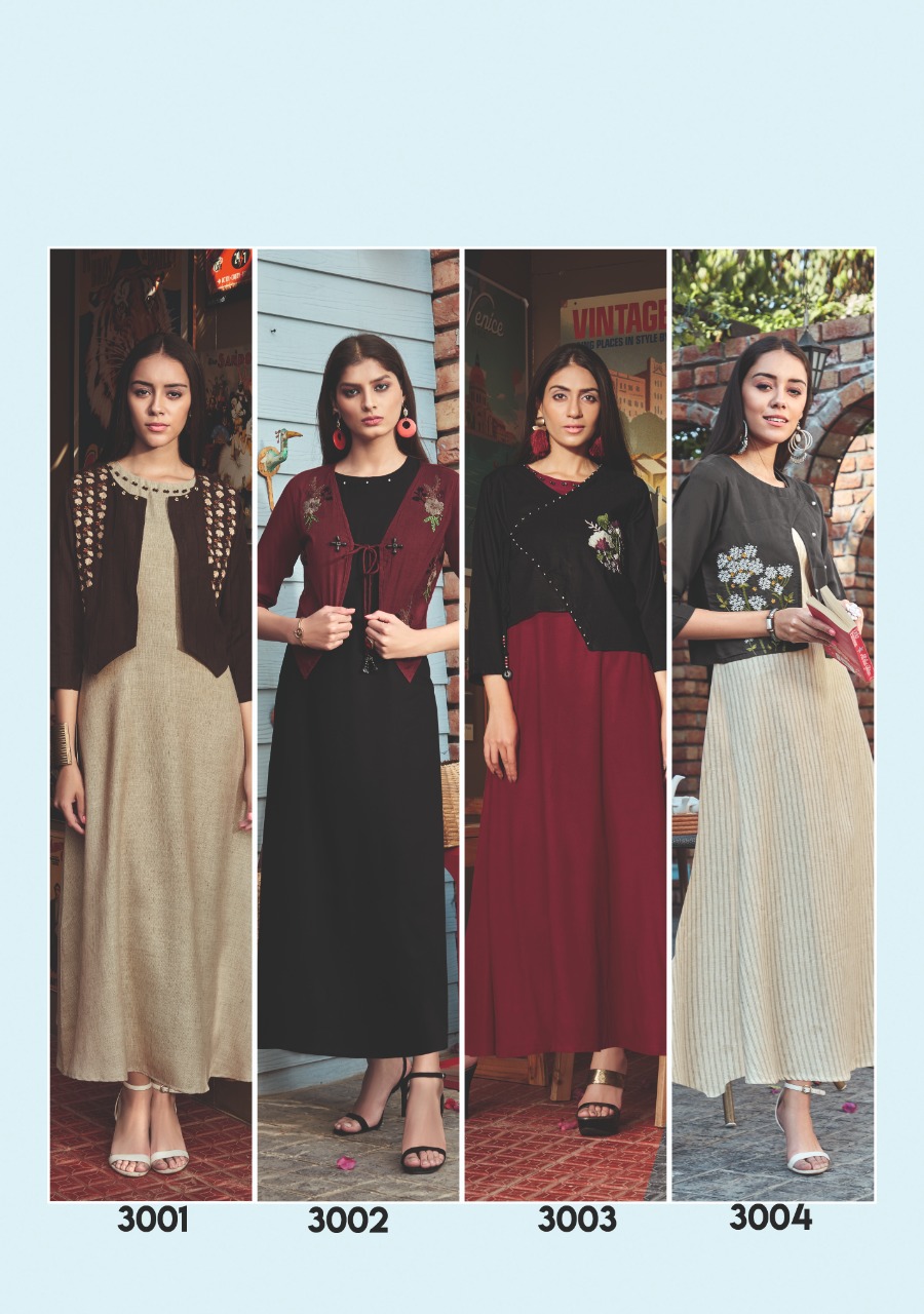 SWEETY FASHION ITALIYAN VOL 3 RAYON BASE LONG JACKET STYLE LADIES KURTI COLLECTION